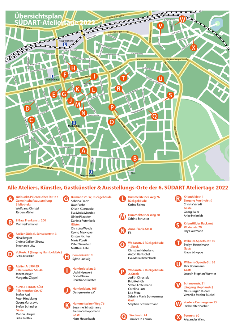 SUEDART Ateliertage 2022 Uebersichtsplan